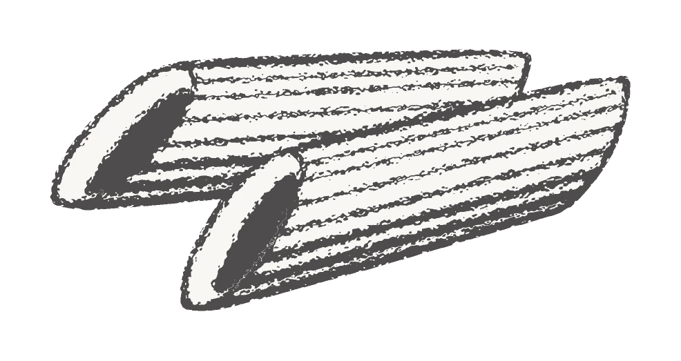 Hand-drawn penne in charcoal.